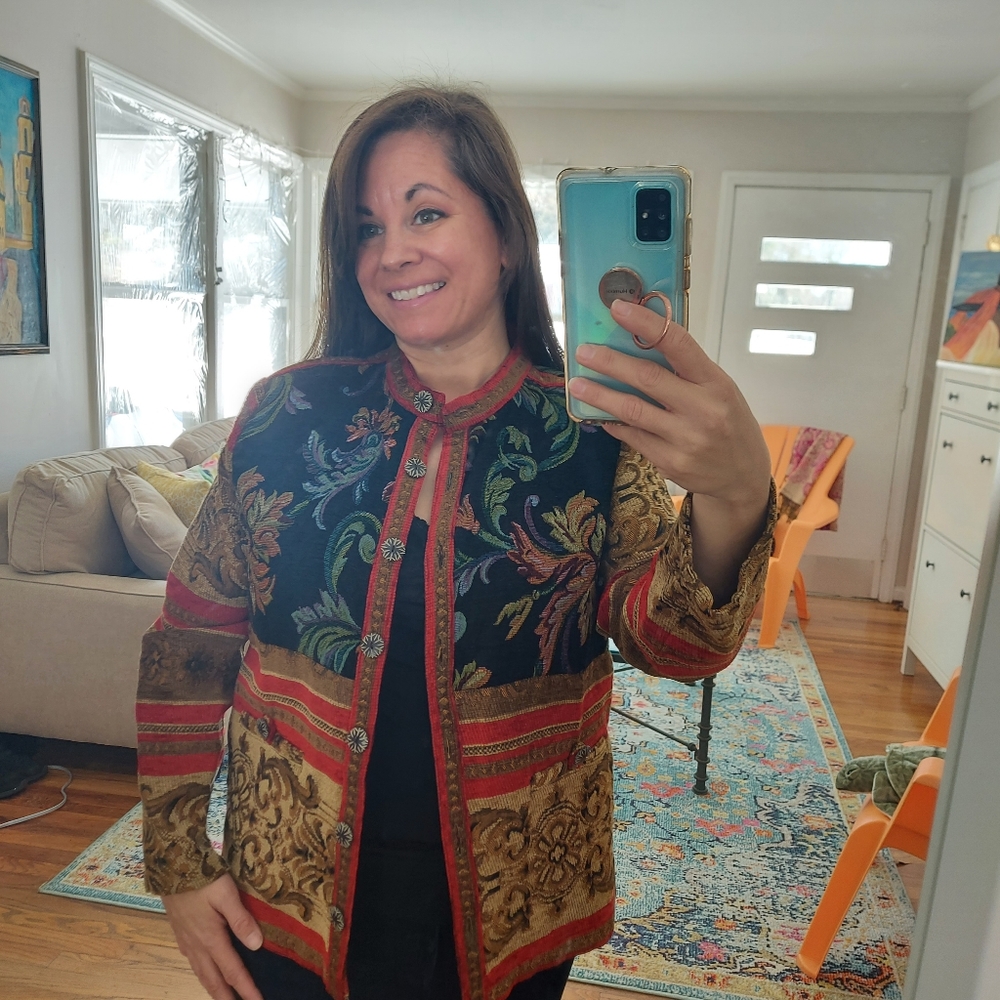 10P Sage Harbor Multi-colored Tapestry Jacket / Blazer